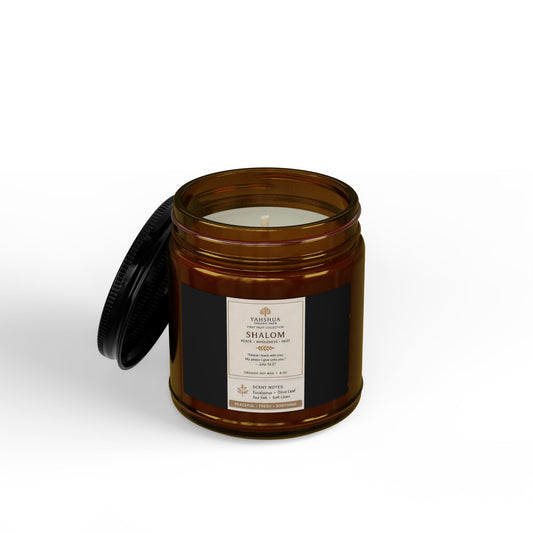 Shalom Scented Soy Candle — Amber Jar with Black Lid (4oz & 9oz)