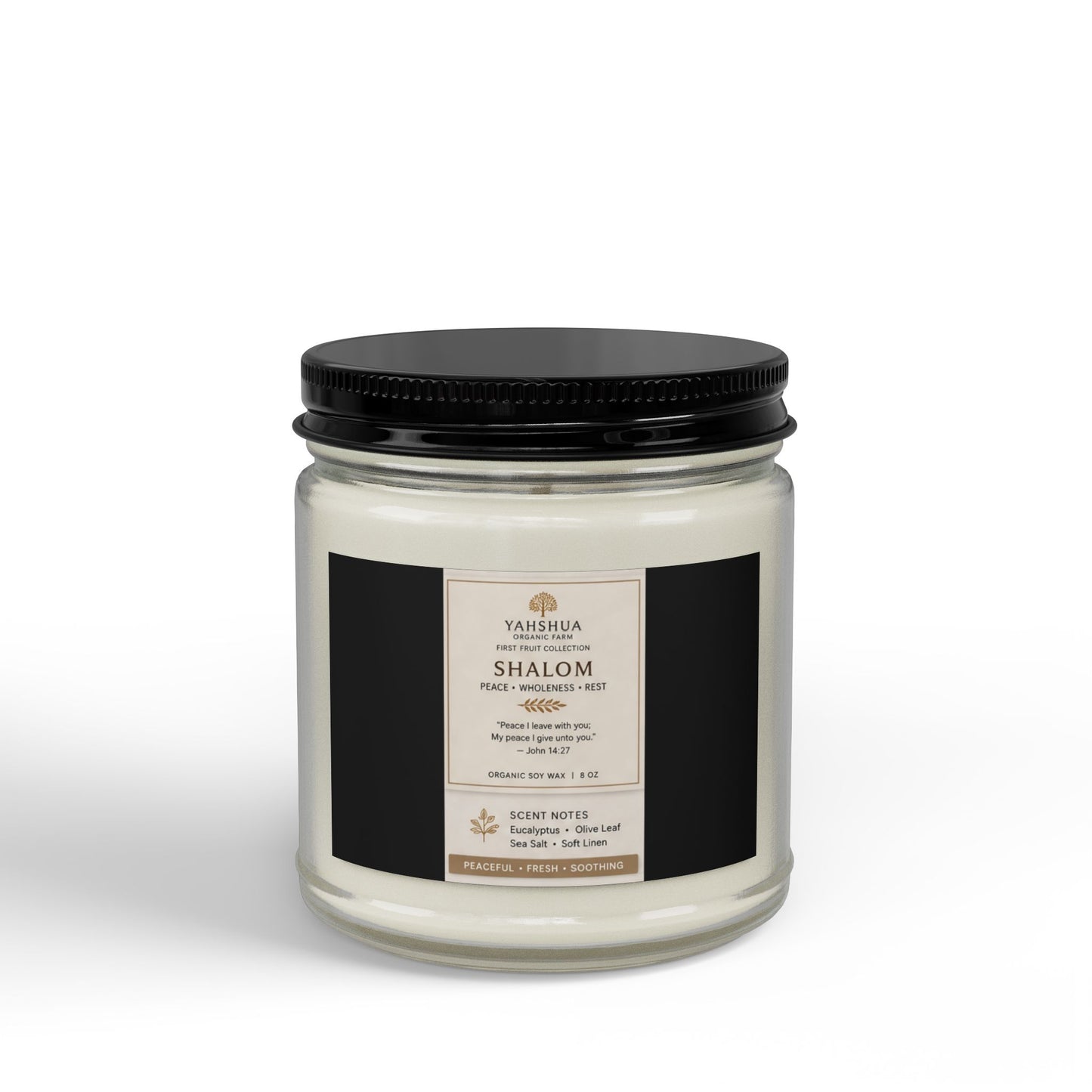 Shalom Scented Soy Candle — Amber Jar with Black Lid (4oz & 9oz)