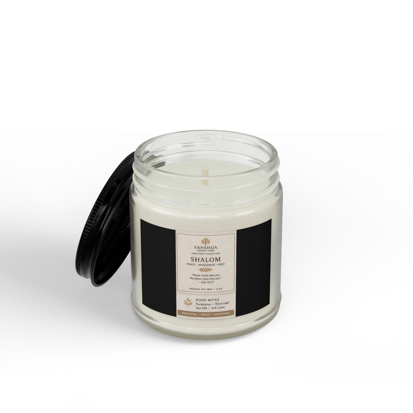 Shalom Scented Soy Candle — Amber Jar with Black Lid (4oz & 9oz)